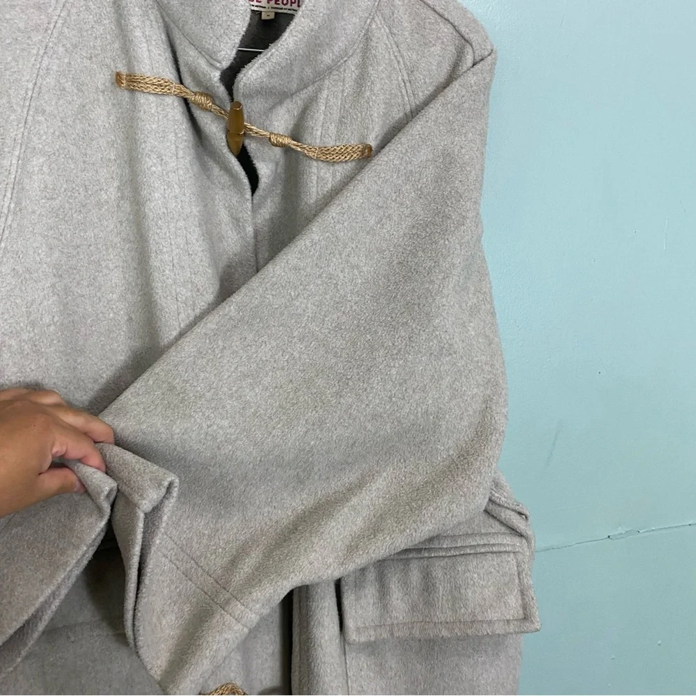 Free People Alma Duffle Coat Gray Tassel Long Length‎ Size Medium MISSING BELT